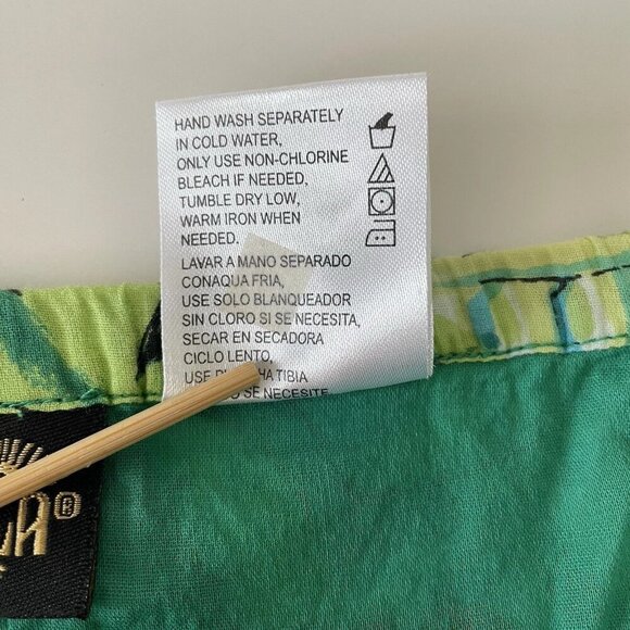 Bila Scarf Hem Skirt L Green Floral Asymmetrical Artsy Flowy Hawaiian Tropical - Picture 5 of 10